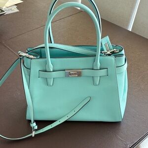 NWT Kate Spade Robins Egg Green Structured Leather Satchel Handbag